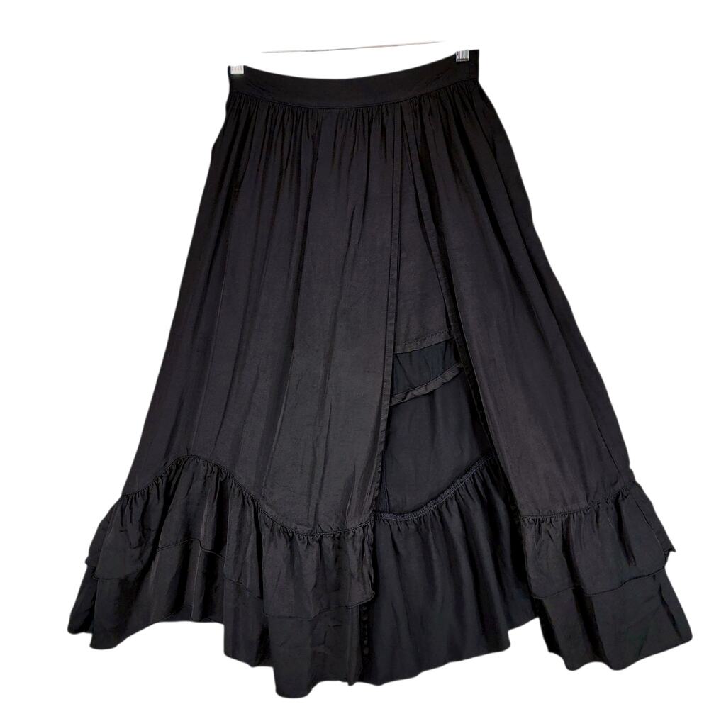 Chic Black Ruffle Midi Skirt - Picture 3 of 13